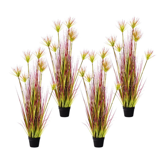 Artificial Indoor Potted Papyrus Plant Tree Set Premium 4X 120cm Purple-Red Fake Simulation Decorative