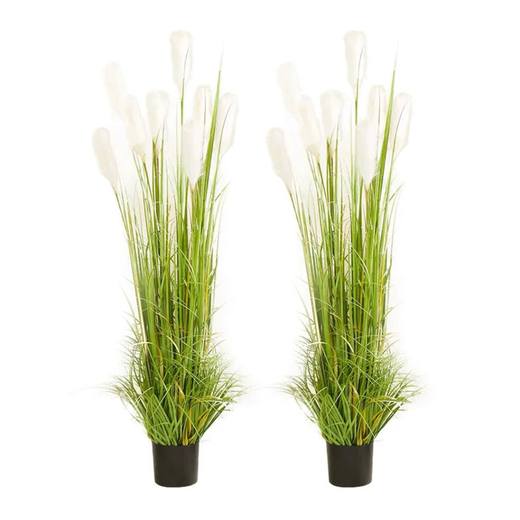 Artificial Indoor Potted Reed Grass Tree Set Premium 2X 120cm Green Fake Plant Simulation Decorative