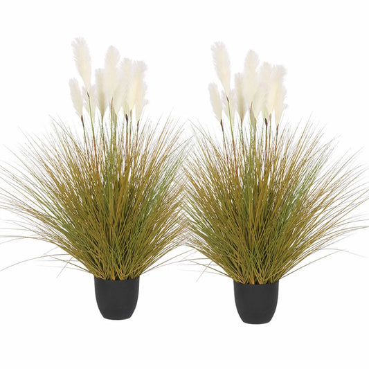 Artificial Indoor Reed Bulrush Grass Tree Set Premium 2X 137cm Green Fake Plant Simulation Decorative