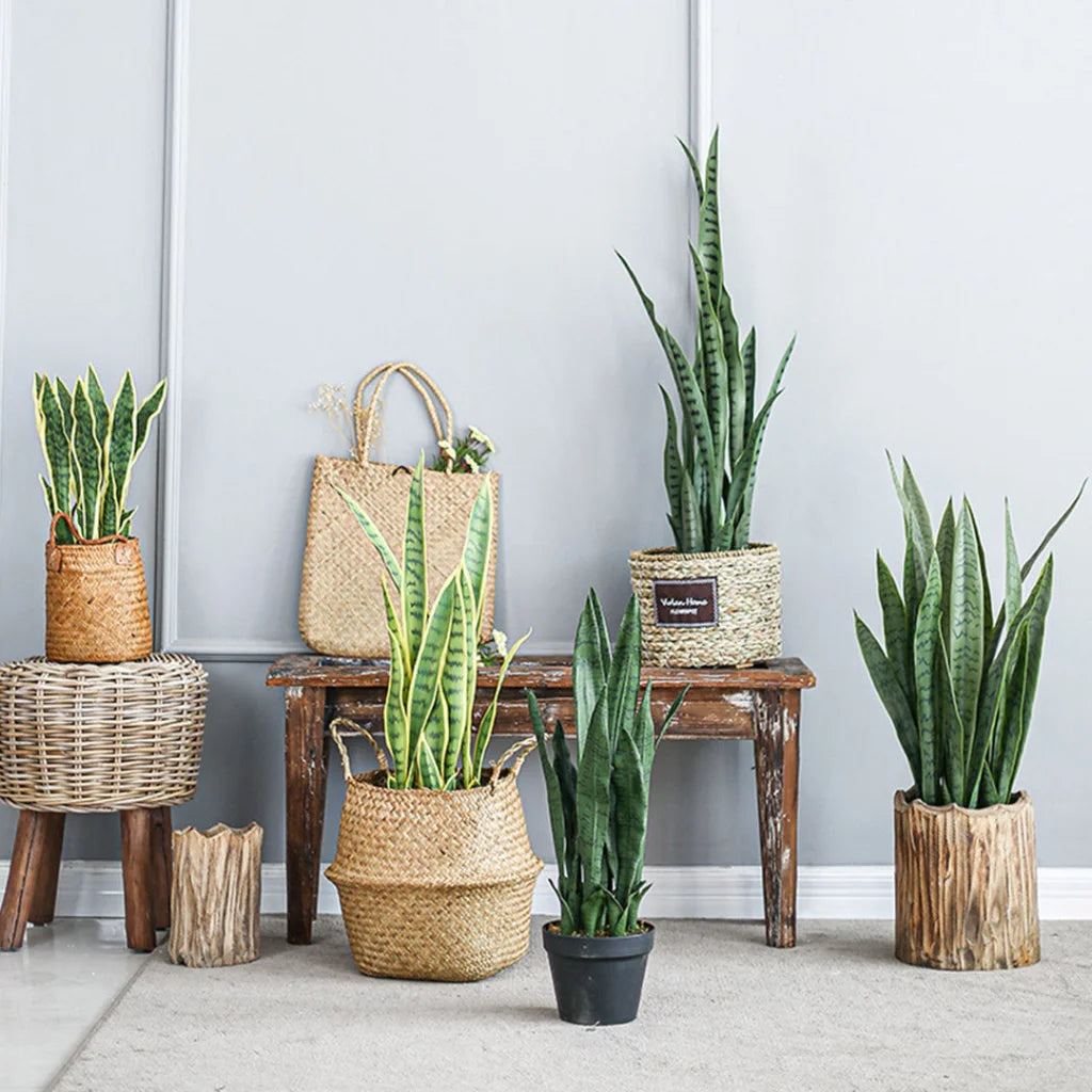 Artificial Indoor Snake Sansevieria Plant Set Premium 4X 95cm Fake Decoration Tree with Flower Pot