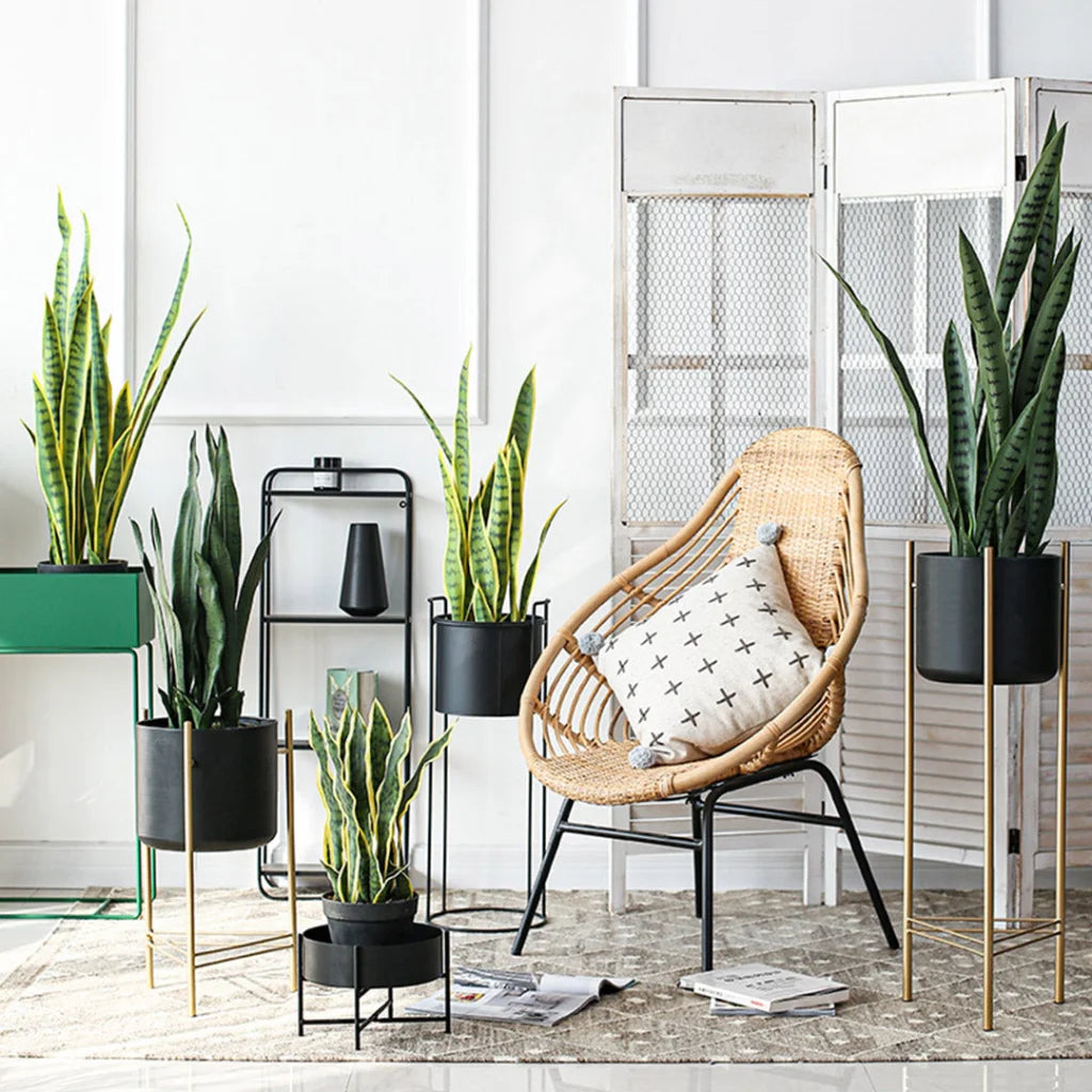 Artificial Indoor Snake Sansevieria Plant Set Premium 4X 95cm Fake Decoration Tree with Flower Pot