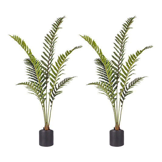 Artificial Rogue Hares Foot Fern Tree 2X 150cm Green Fake Tropical Indoor Plant Home Office Decor