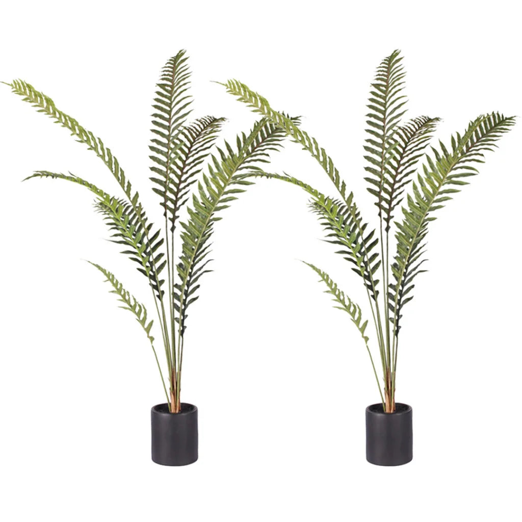 Artificial Rogue Hares Foot Fern Tree 2X 210cm Green Fake Tropical Indoor Plant Home Office Decor