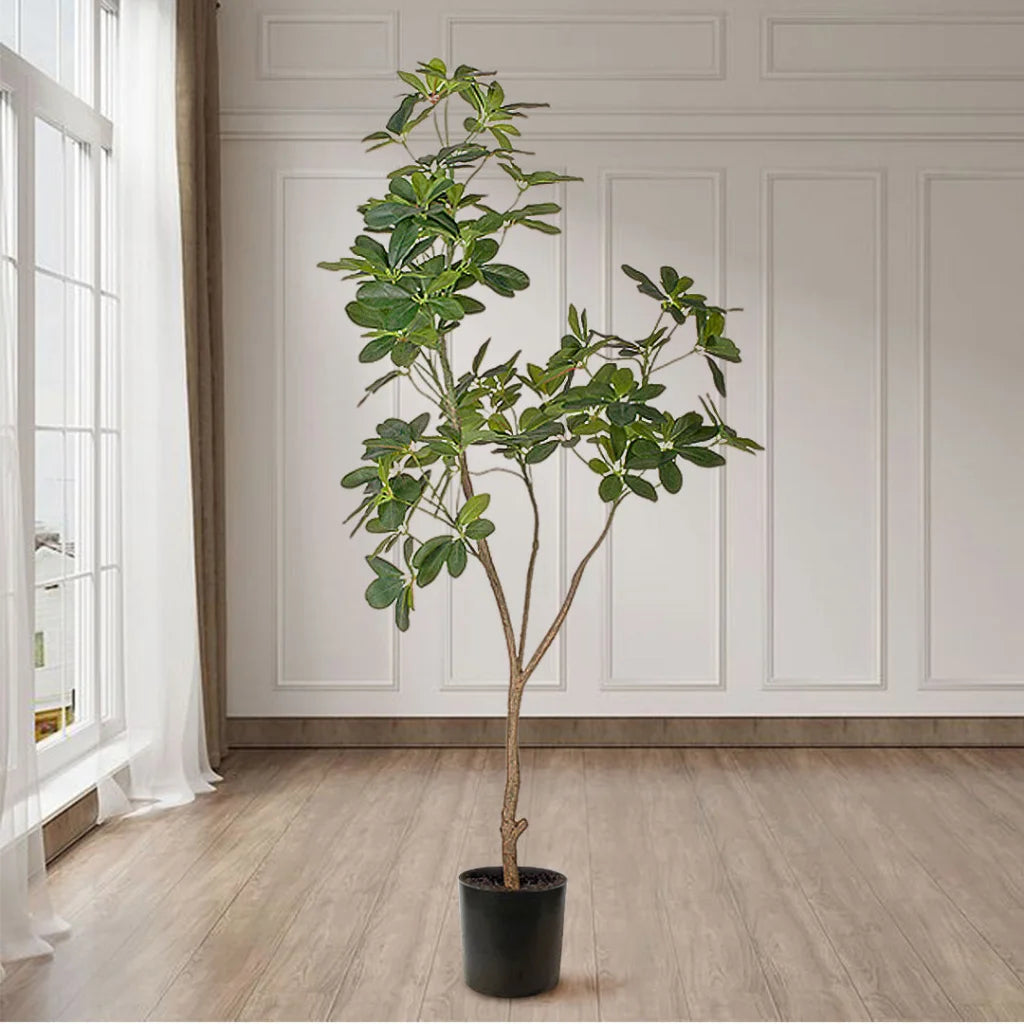 Artificial Schefflera Dwarf Umbrella Tree 2X 160cm Natural Green Fake Tropical Indoor Plant Home Office Decor