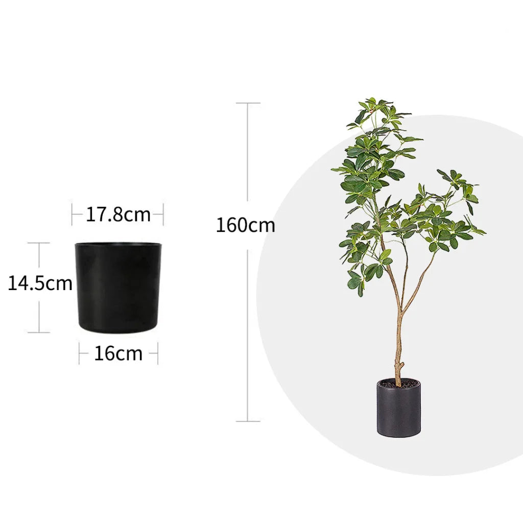 Artificial Schefflera Dwarf Umbrella Tree 4X 160cm Natural Green Fake Tropical Indoor Plant Home Office Decor