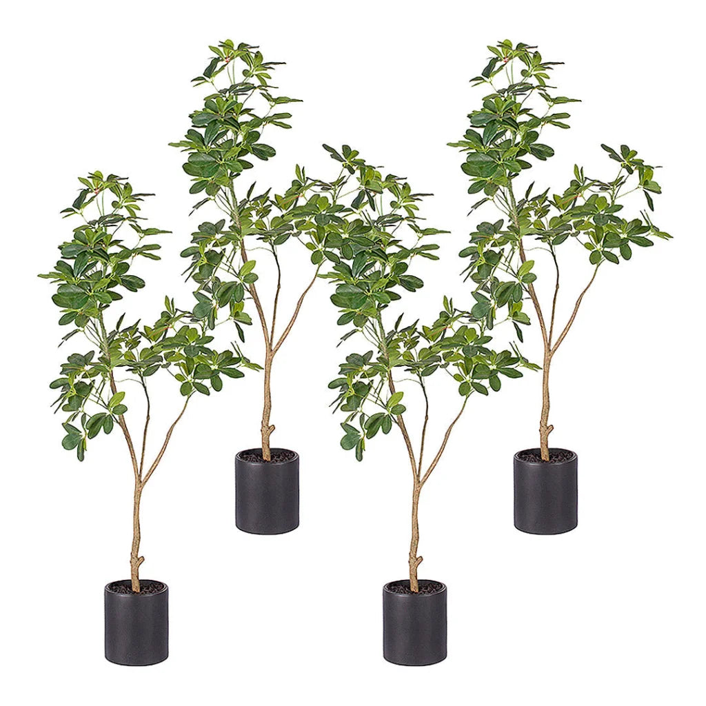 Artificial Schefflera Dwarf Umbrella Tree 4X 160cm Natural Green Fake Tropical Indoor Plant Home Office Decor