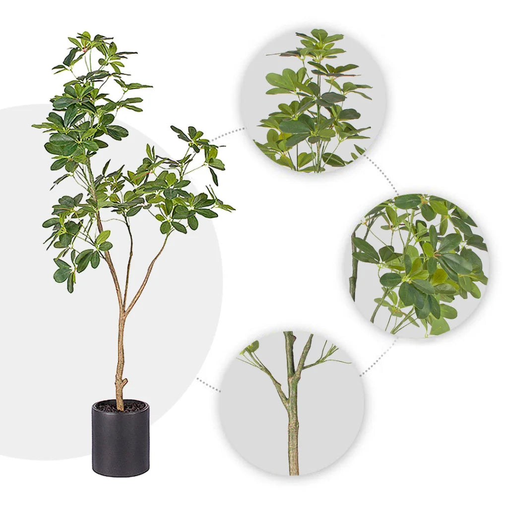 Artificial Schefflera Dwarf Umbrella Tree 4X 160cm Natural Green Fake Tropical Indoor Plant Home Office Decor