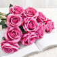 Artificial Silk Flower Bouquet 10PCS Fake Rose Table Decor - Pink - Premium
