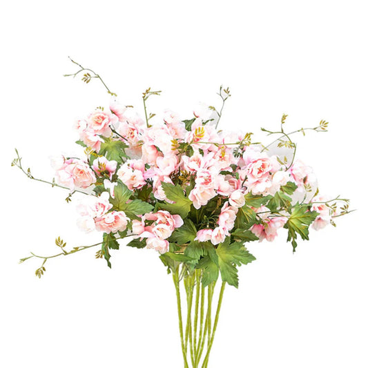 Artificial Silk Hibiscus Bouquet Premium 8 Bunch 3 Heads Fake Bridal Table Decor - Pink