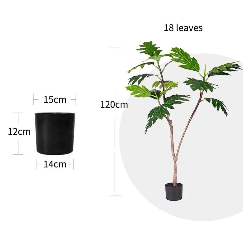 Artificial Split-Leaf Philodendron Tree 120cm Natural Green Fake Tropical Indoor Plant Home Office Decor