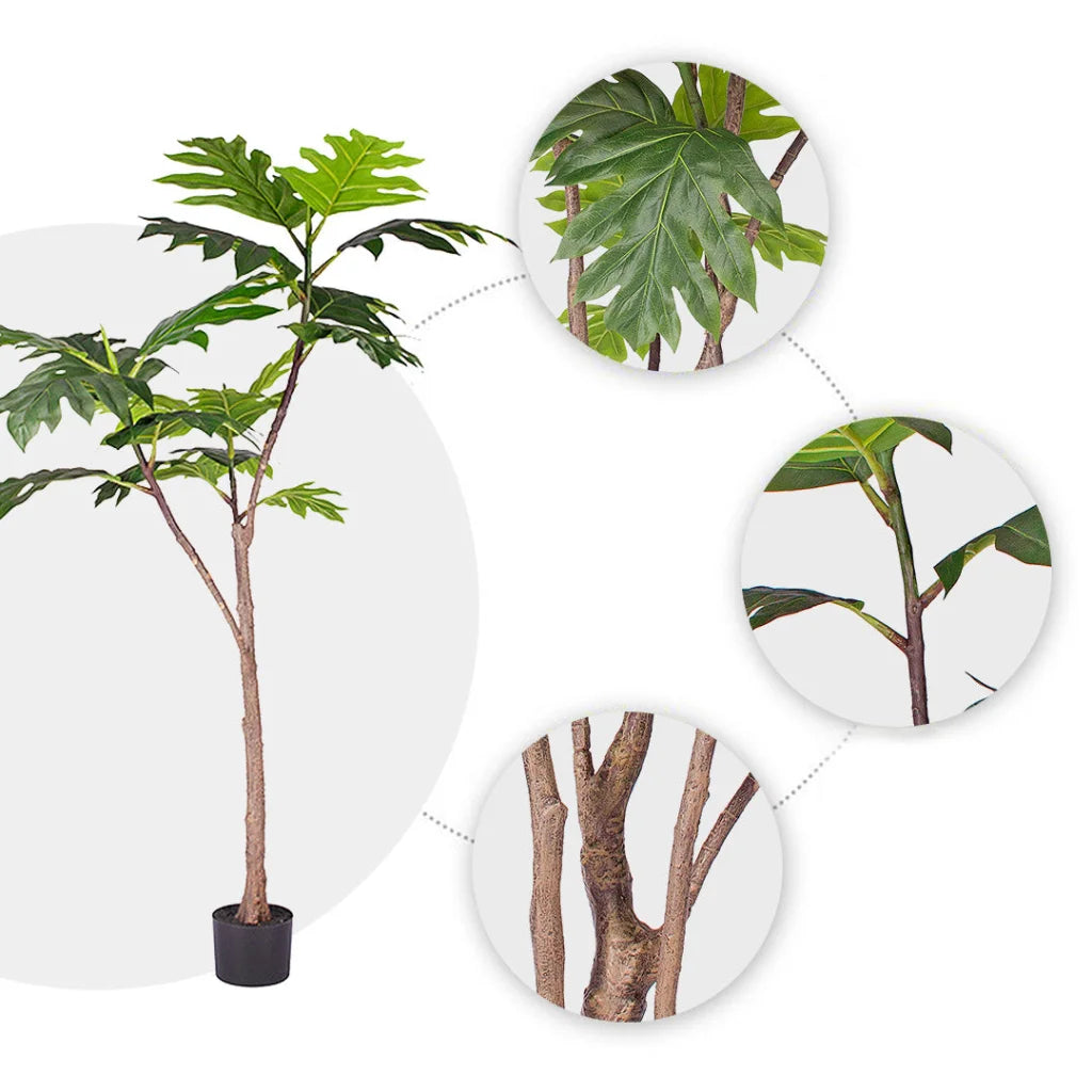 Artificial Split-Leaf Philodendron Tree 150cm Natural Green Fake Tropical Indoor Plant Home Office Decor