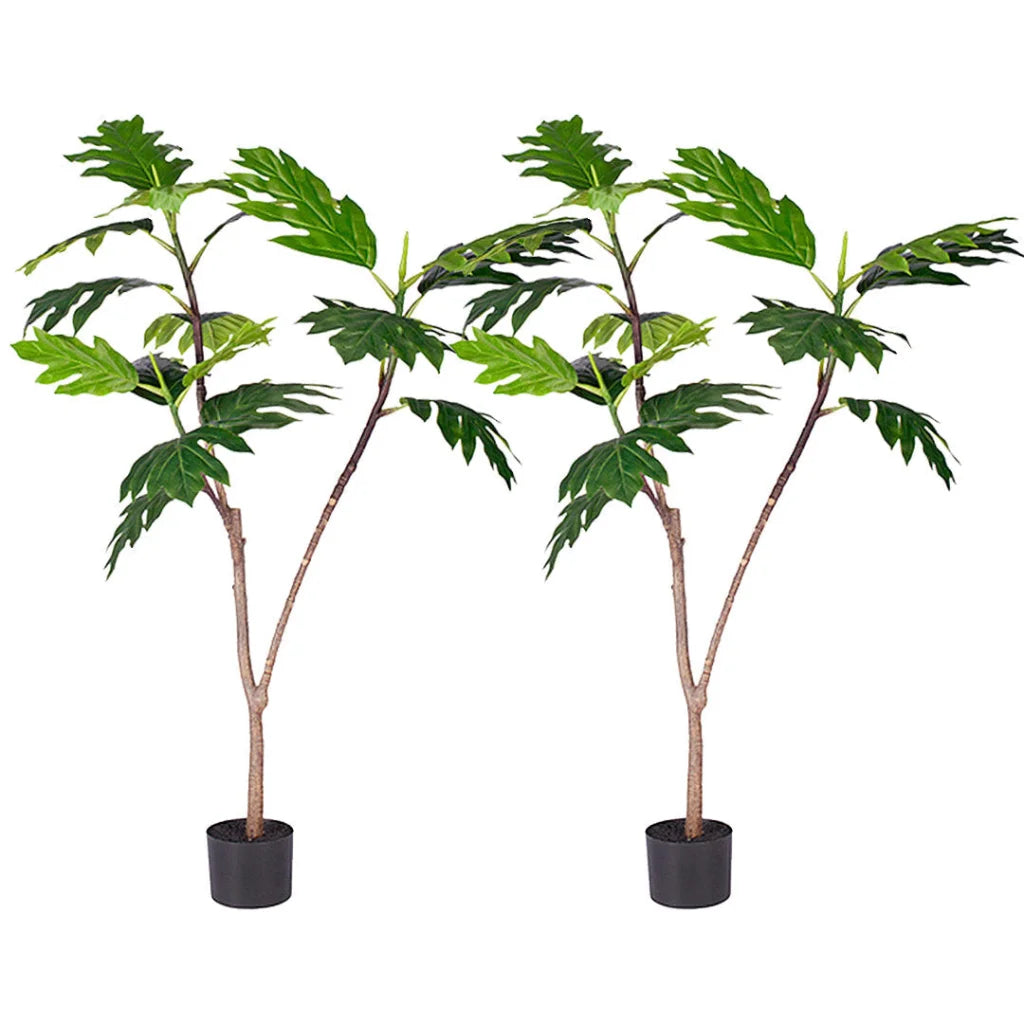 Artificial Split-Leaf Philodendron Tree 2X 120cm Natural Green Fake Tropical Indoor Plant Home Office Decor