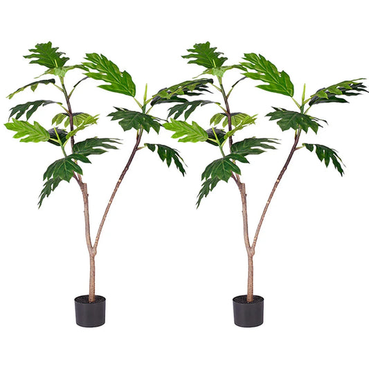Artificial Split-Leaf Philodendron Tree 2X 120cm Natural Green Fake Tropical Indoor Plant Home Office Decor