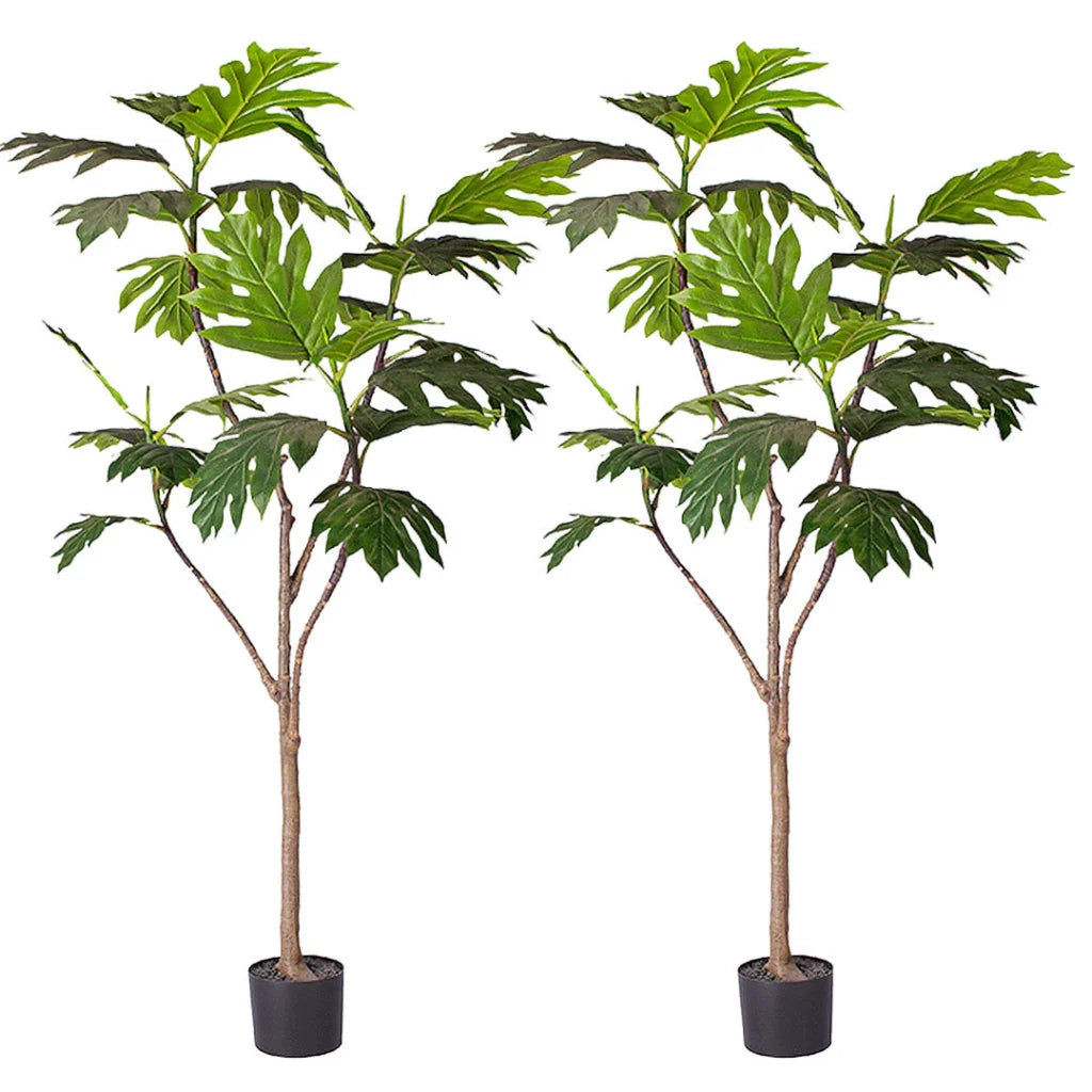 Artificial Split-Leaf Philodendron Tree 2X 180cm Natural Green Fake Tropical Indoor Plant Home Office Decor