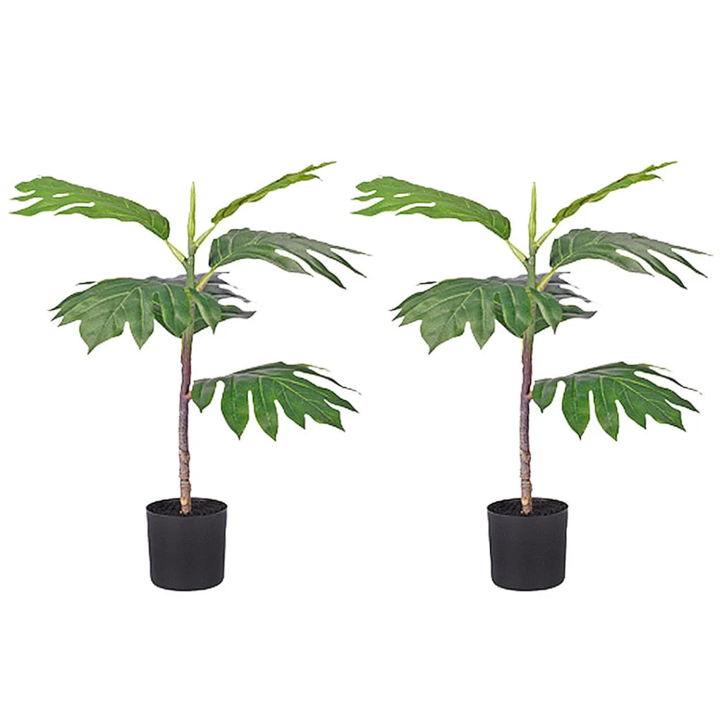 Artificial Split-Leaf Philodendron Tree 2X 60cm Natural Green Fake Tropical Indoor Plant Home Office Decor