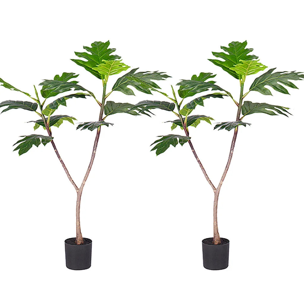 Artificial Split-Leaf Philodendron Tree 2X 90cm Natural Green Fake Tropical Indoor Plant Home Office Decor