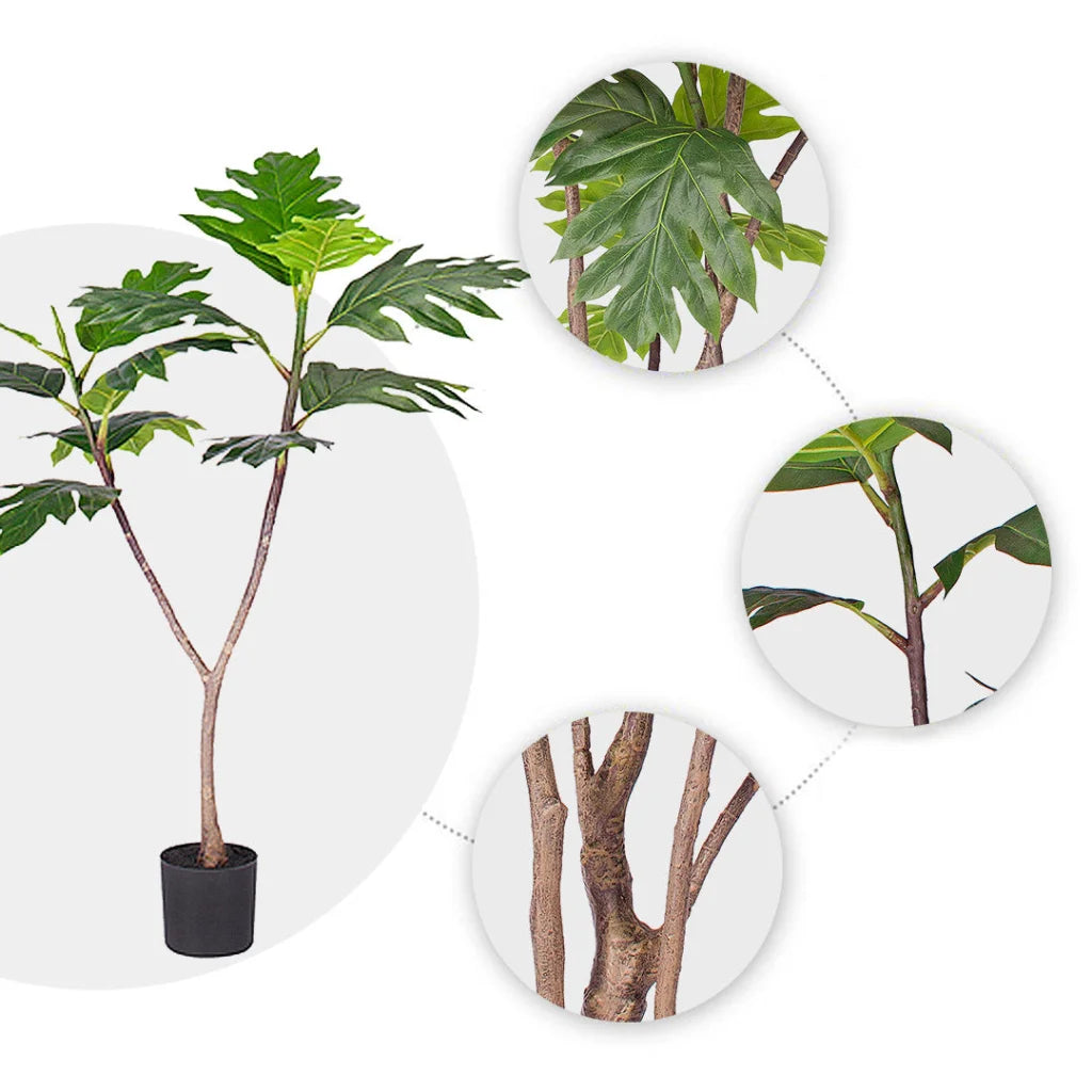 Artificial Split-Leaf Philodendron Tree 2X 90cm Natural Green Fake Tropical Indoor Plant Home Office Decor
