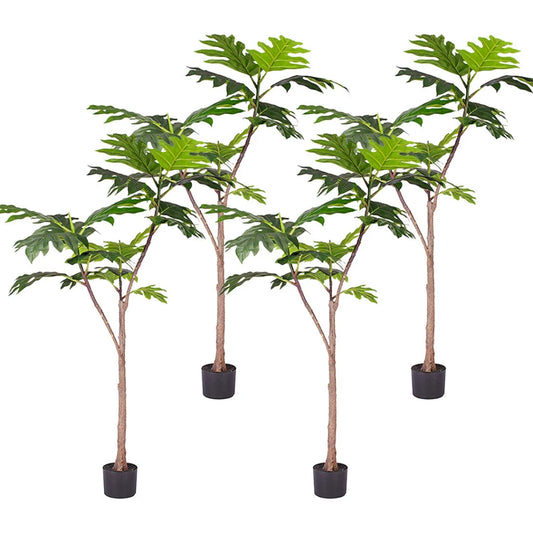 Artificial Split-Leaf Philodendron Tree 4X 150cm Natural Green Fake Tropical Indoor Plant Home Office Decor