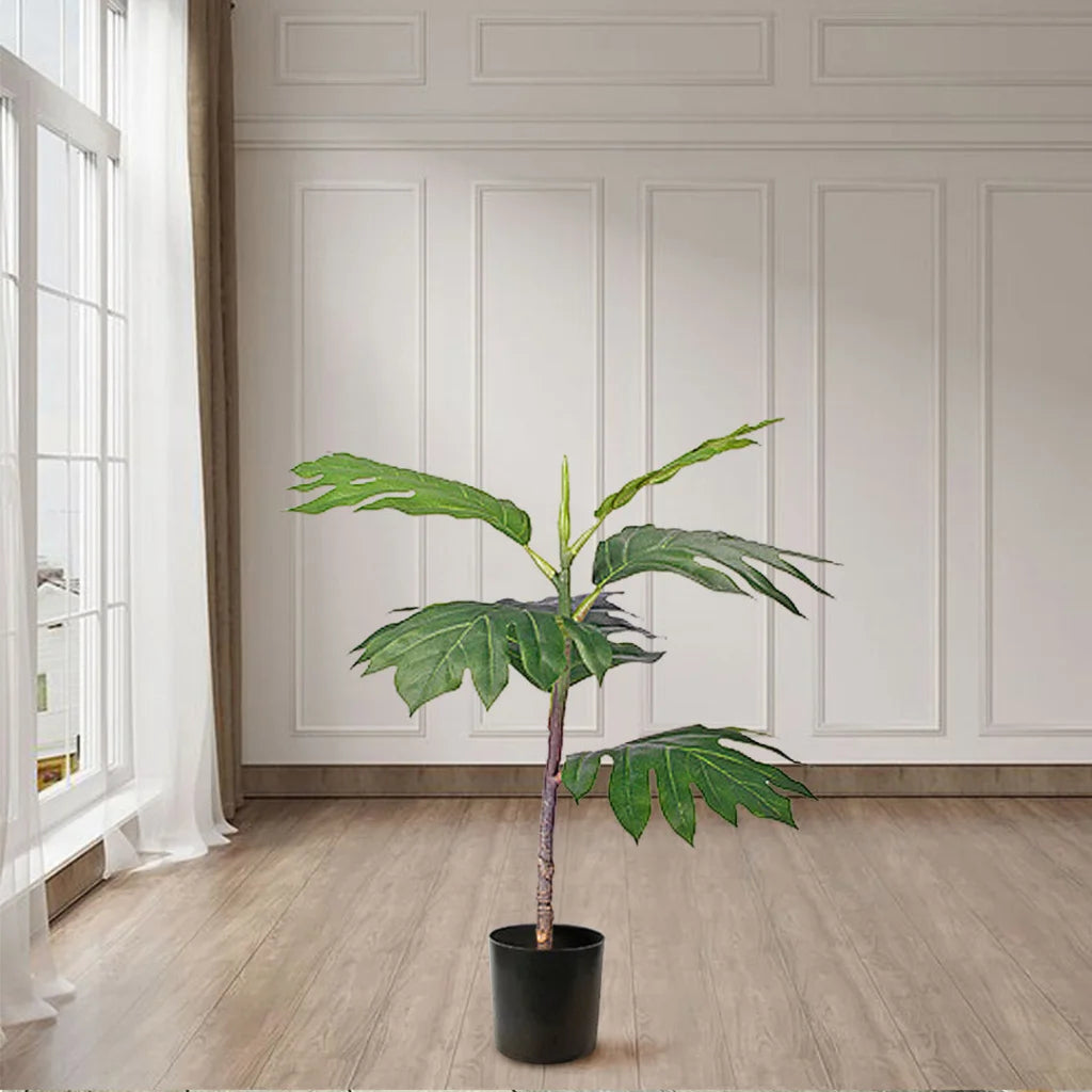 Artificial Split-Leaf Philodendron Tree 4X 60cm Natural Green Fake Tropical Indoor Plant Home Office Decor