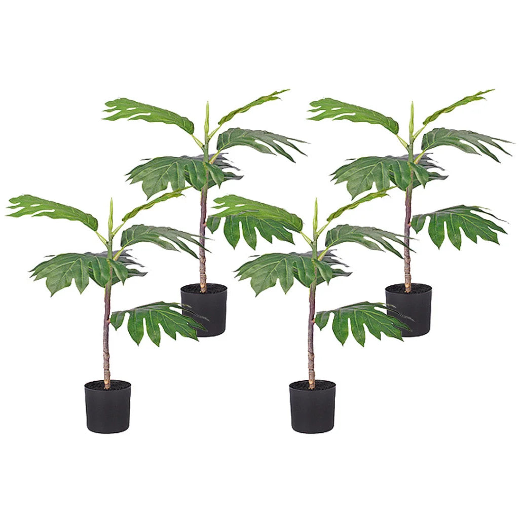 Artificial Split-Leaf Philodendron Tree 4X 60cm Natural Green Fake Tropical Indoor Plant Home Office Decor