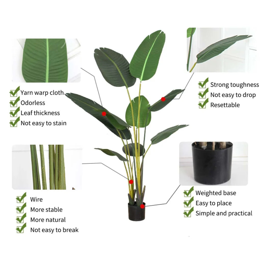 Artificial Traveler Banana Tree Premium 120cm Green Indoor Fake Decoration with Flower Pot