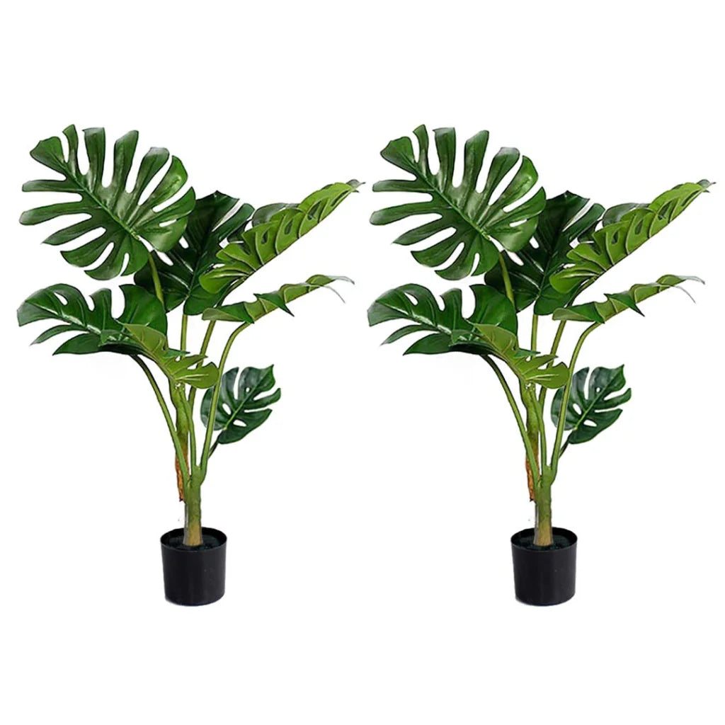 Artificial Turtle Back Tree Set Premium 2X 120cm Green Indoor Fake Decoration with Flower Pot