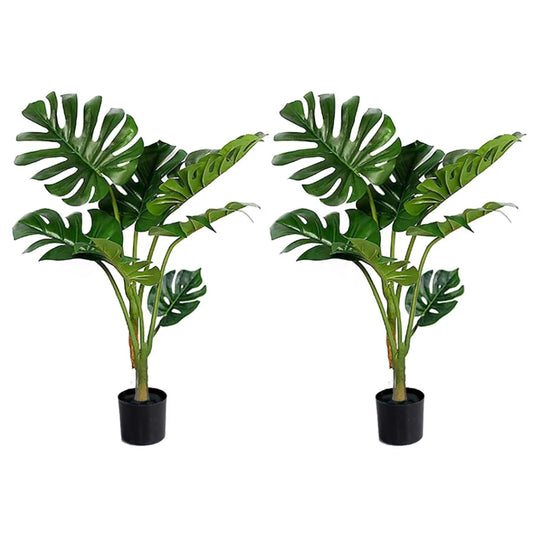 Artificial Turtle Back Tree Set Premium 2X 120cm Green Indoor Fake Decoration with Flower Pot