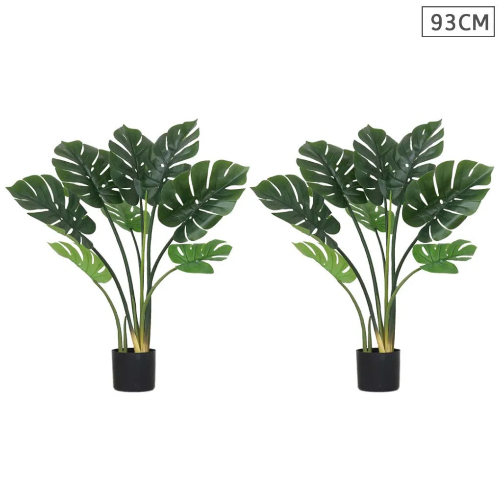 Artificial Turtle Back Tree Set Premium 2X 93cm Indoor Potted Fake Decoration with Flower Pot