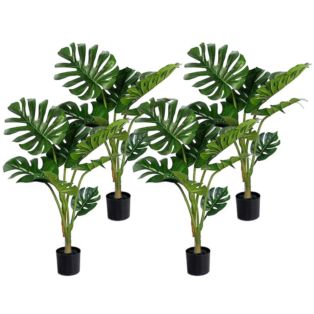 Artificial Turtle Back Tree Set Premium 4X 120cm Green Indoor Fake Decoration with Flower Pot