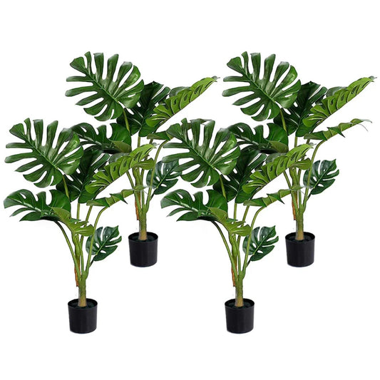 Artificial Turtle Back Tree Set Premium 4X 120cm Green Indoor Fake Decoration with Flower Pot