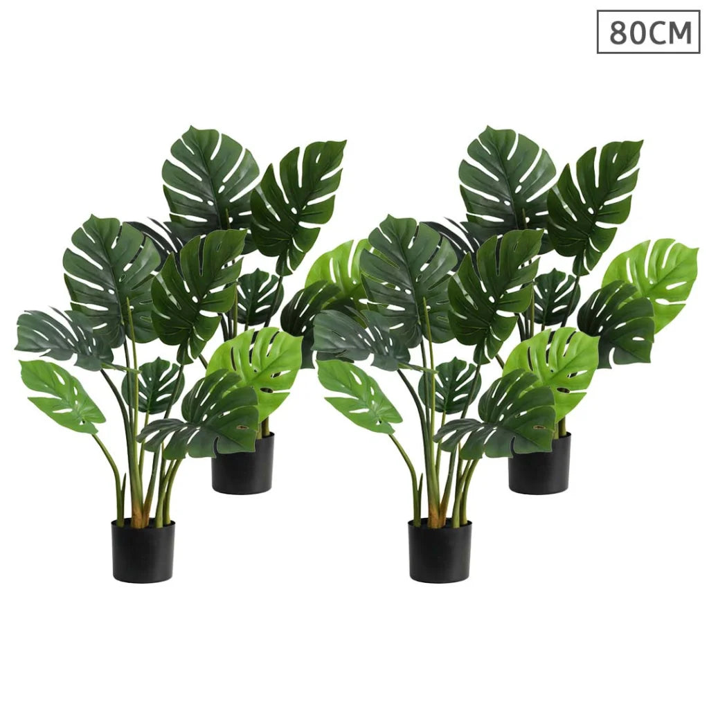 Artificial Turtle Back Tree Set Premium 4X 80cm Indoor Potted Fake Decoration with Flower Pot