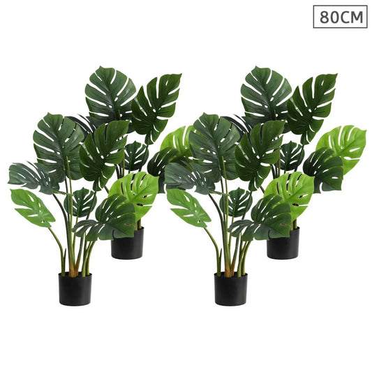 Artificial Turtle Back Tree Set Premium 4X 80cm Indoor Potted Fake Decoration with Flower Pot