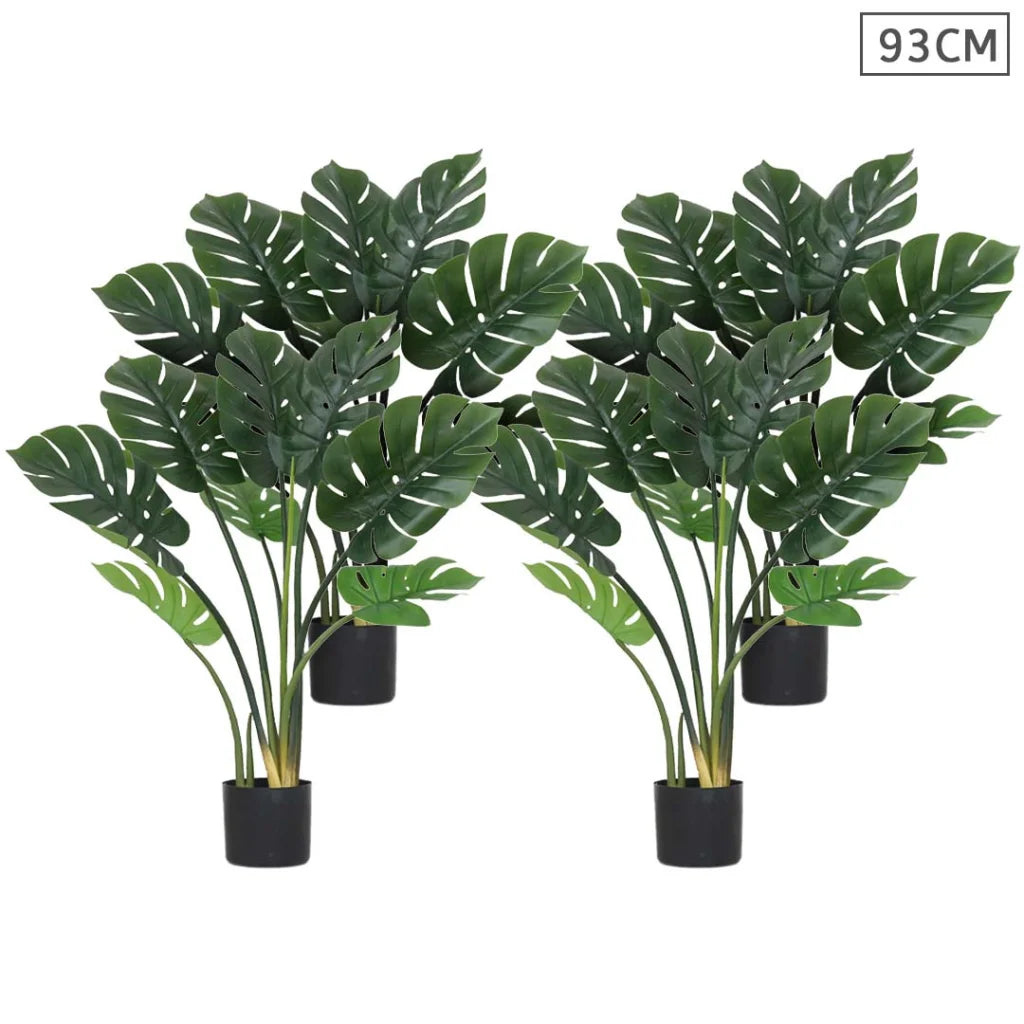 Artificial Turtle Back Tree Set Premium 4X 93cm Indoor Potted Fake Decoration with Flower Pot