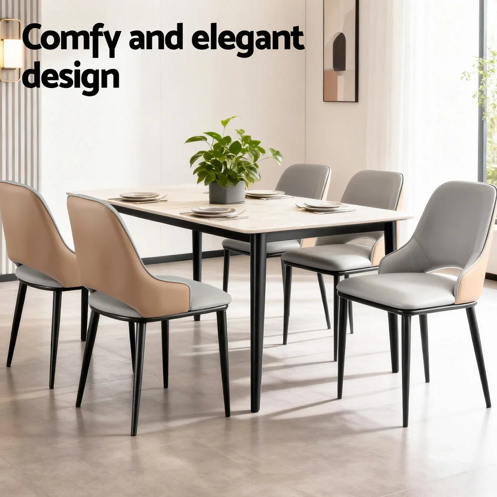 Artiss 1x Dining Chair Hollow PU Leather Kitchen Lounge