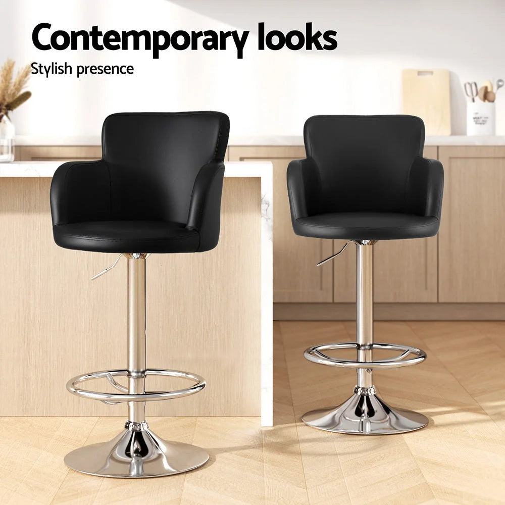 Artiss 1x Leather Bar Stools Swivel Adjustable Gas Lift PU