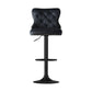 Velvet bar stool adjustable with chair legs and seat detailing