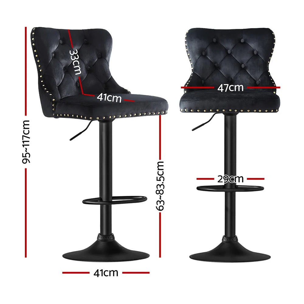 Bar stool with 1x velvet adjustable height nailhead
