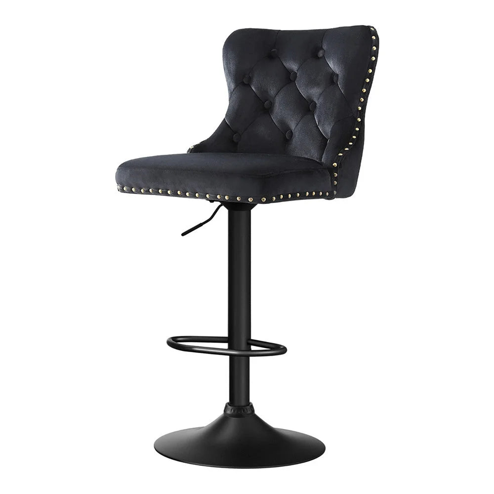 Bar stool with 1x velvet adjustable height