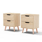 Artiss 2 x Bedside Table 2 Drawers - BODEN Pine - Furniture