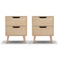 Artiss 2 x Bedside Table 2 Drawers - BODEN Pine - Furniture