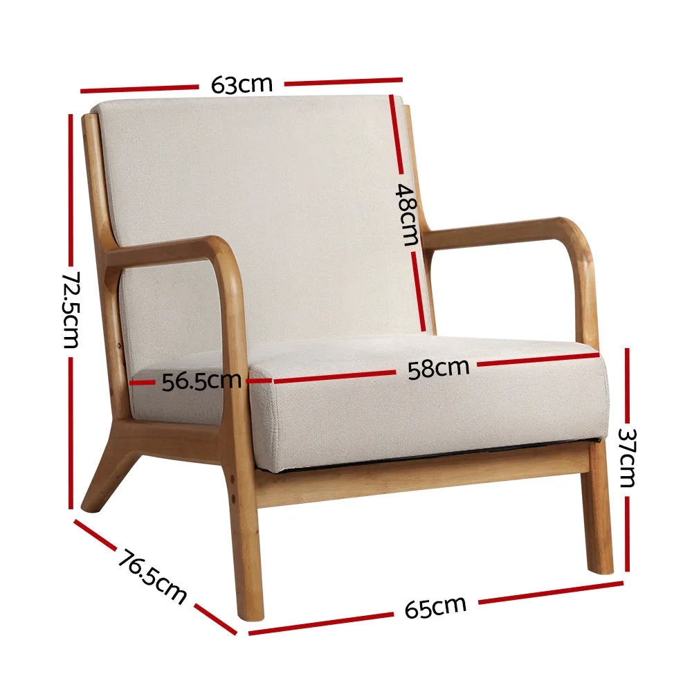 Beige fabric lounge armchair