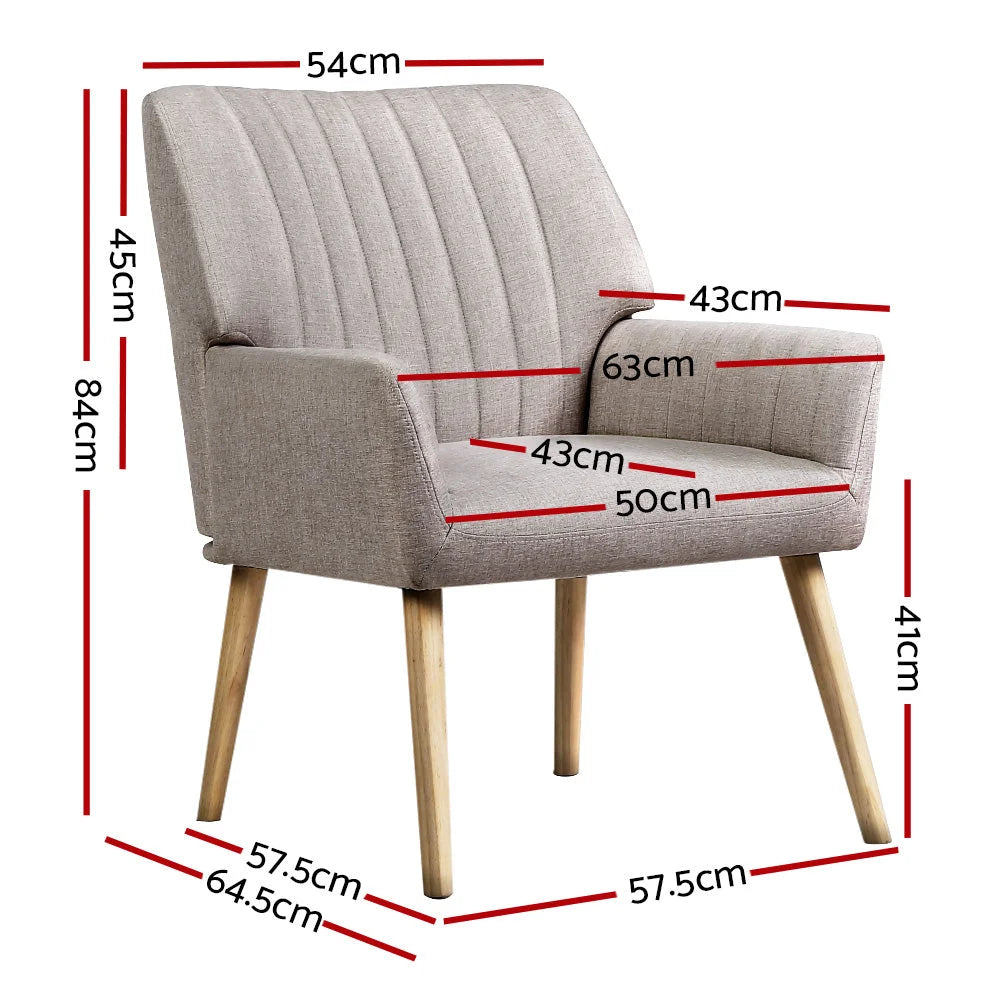 Artiss 2X Armchair Faux Fabric Beige - Furniture > Bar
