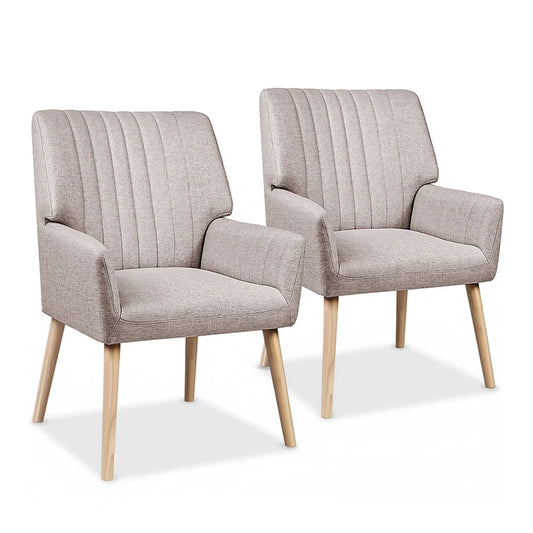 Artiss 2X Armchair Faux Fabric Beige - Furniture > Bar