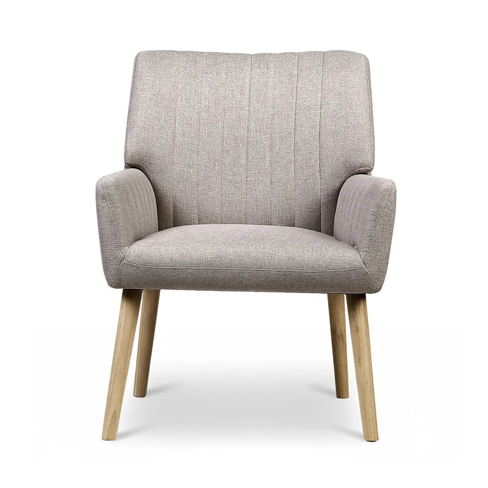 Artiss 2X Armchair Faux Fabric Beige - Furniture > Bar
