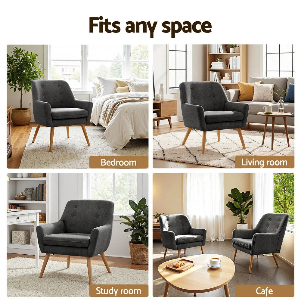 Artiss 2X Armchair Lounge Chair Accent Tub Chair Charcoal