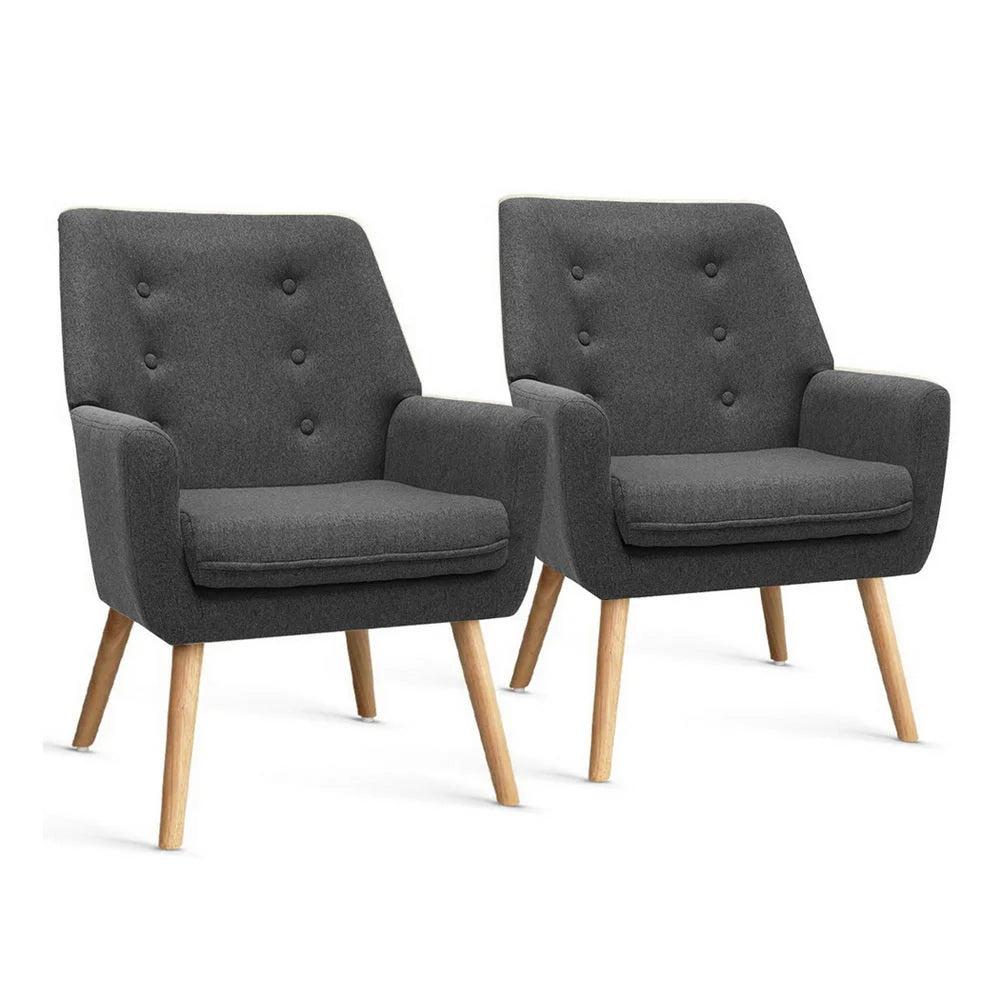 Charcoal 2x Armchair Lounge Chair Accent Tub Chair Anne