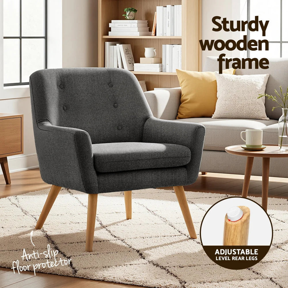 2x Armchair Lounge Chair Accent Tub Chair Charcoal Anne