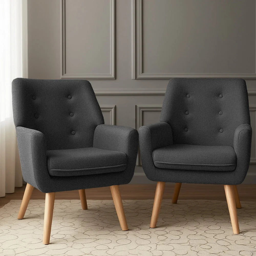 Artiss 2X Armchair Lounge Chair Accent Tub Chair Charcoal