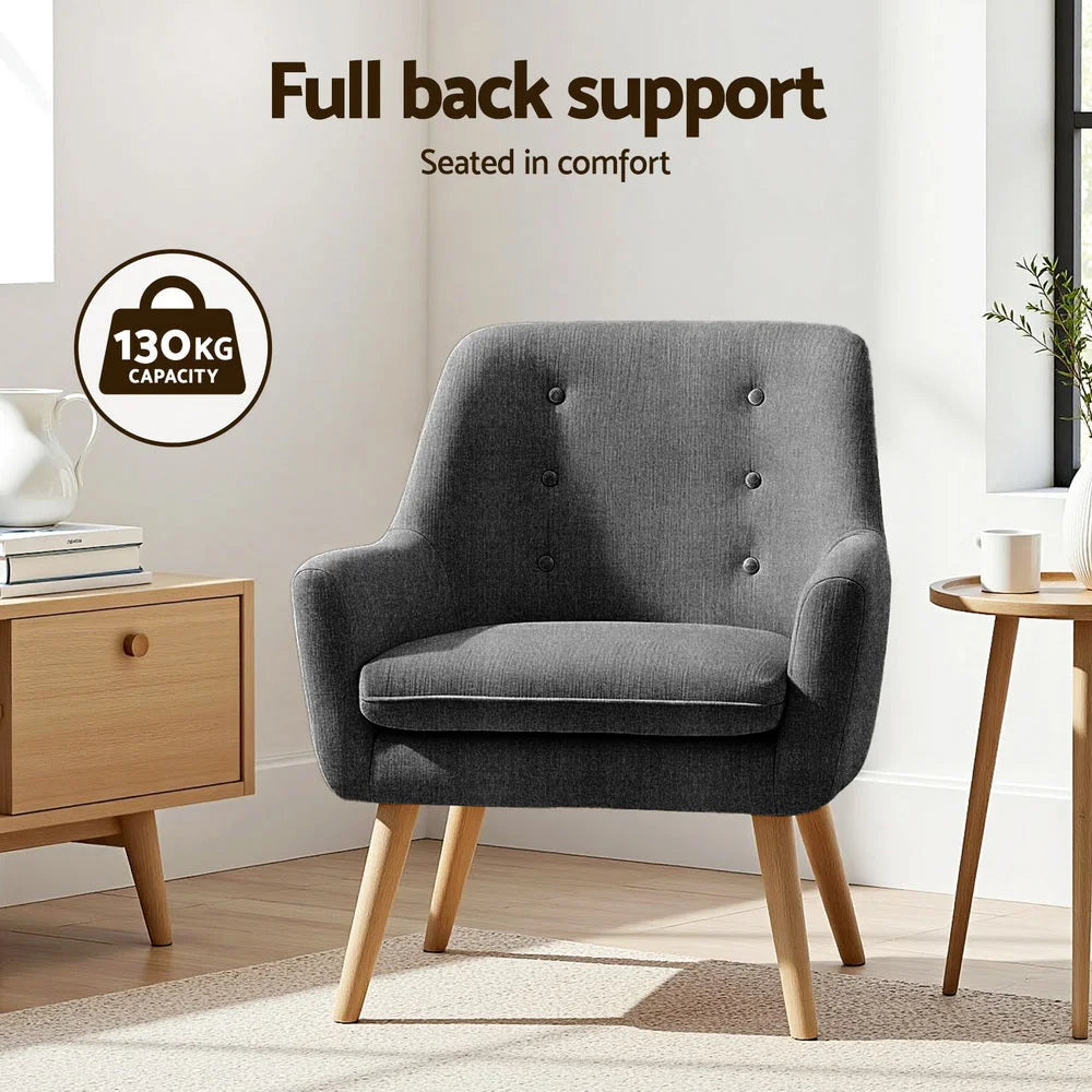2x Armchair Lounge Chair Accent Tub Charcoal