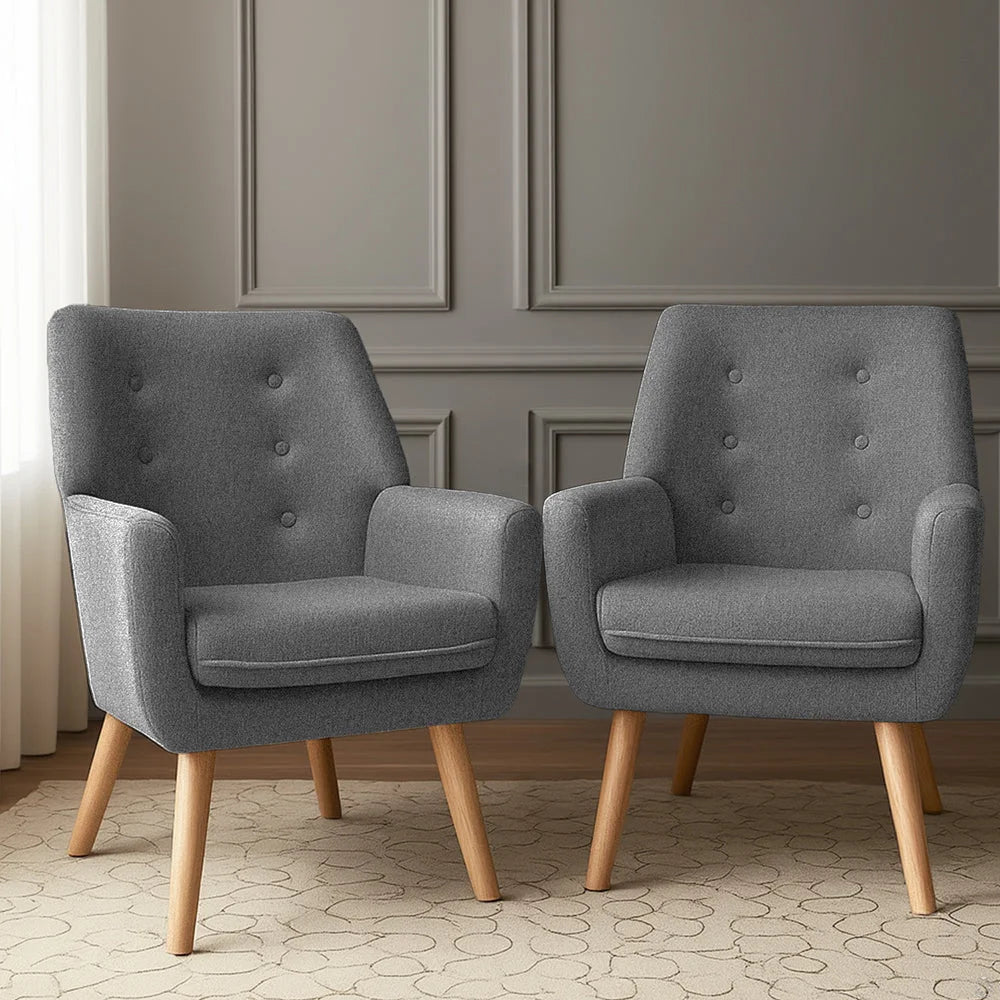 Grey chair with lower support frame and fitted legs